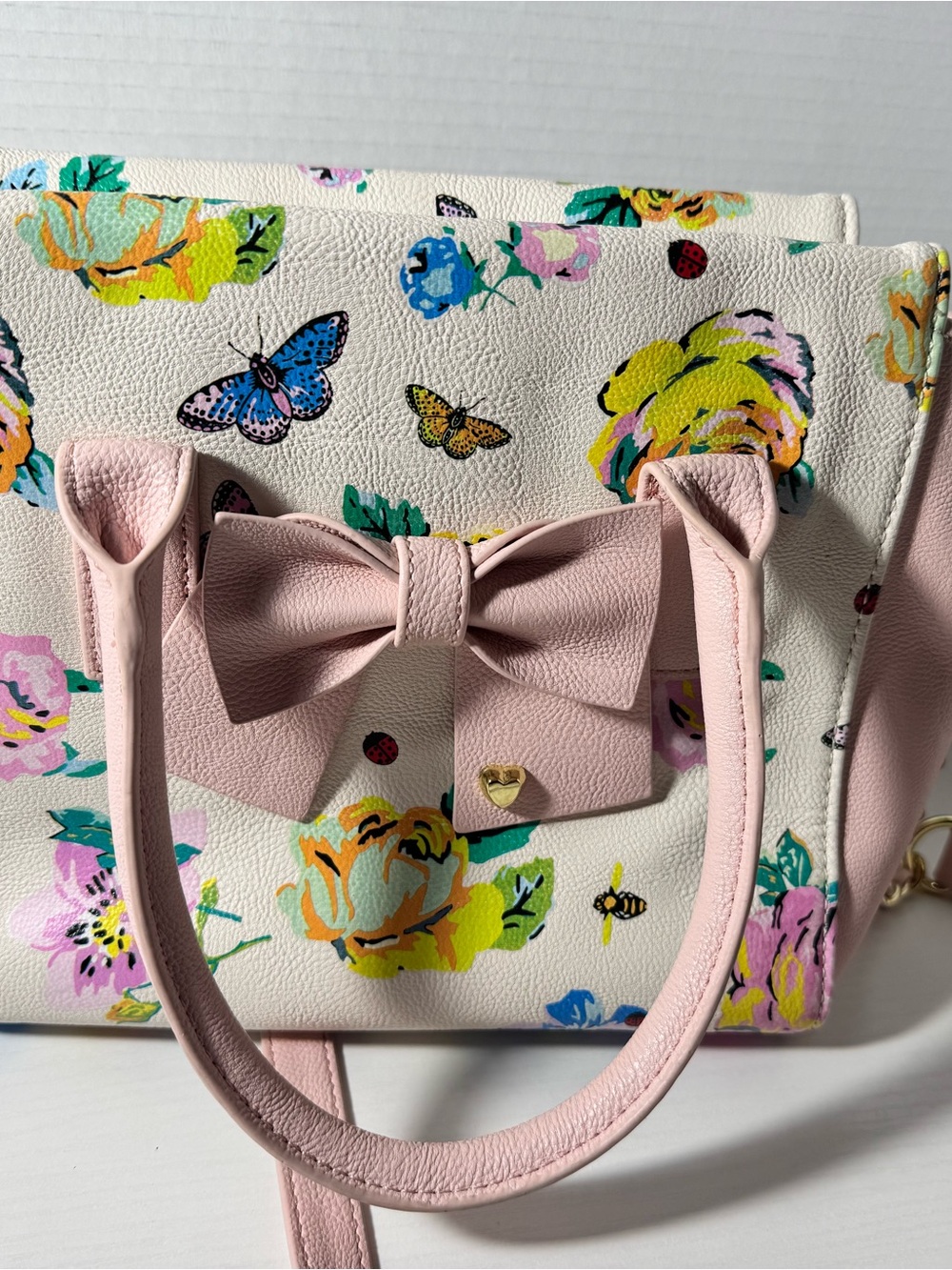Betsey Johnson Women’s Floral Bow Handbag - Pink Accents